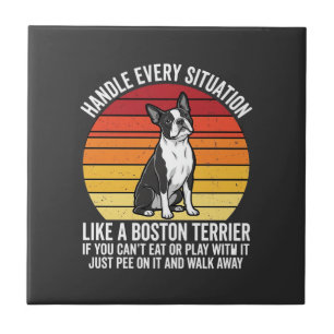 Funny Boston Terrier Retro Dog Attitude Ceramic Tile