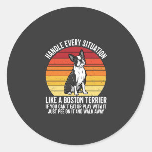 Funny Boston Terrier Retro Dog Attitude Classic Round Sticker