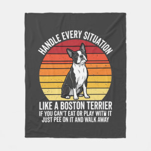 Funny Boston Terrier Retro Dog Attitude Fleece Blanket