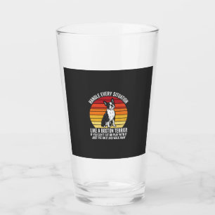 Funny Boston Terrier Retro Dog Attitude Glass