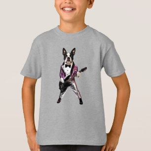 Funny Boston Terrier Rock Star Kids' T-Shirt