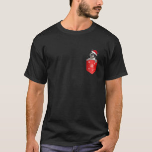 Funny Boston Terrier Santa Hat In Pocket Christmas T-Shirt