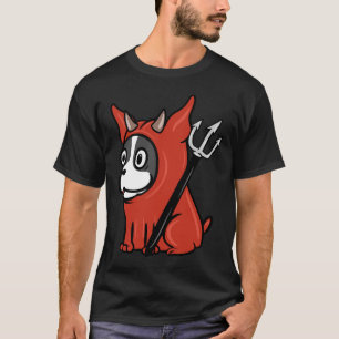 Funny Boston Terrier Scary Devil Costume Halloween T-Shirt