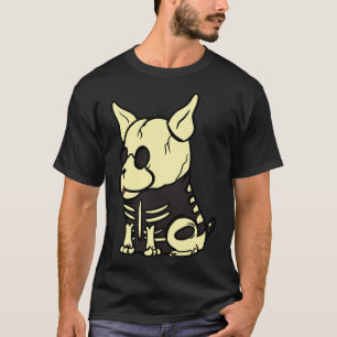 Funny Boston Terrier Scary Skeleton Costume Hallow T-Shirt
