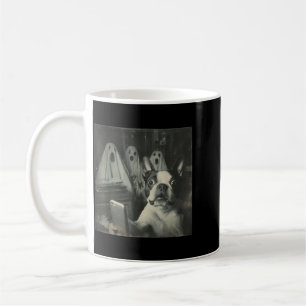 Funny Boston Terrier Selfie With Ghosts Halloween Coffee Mug