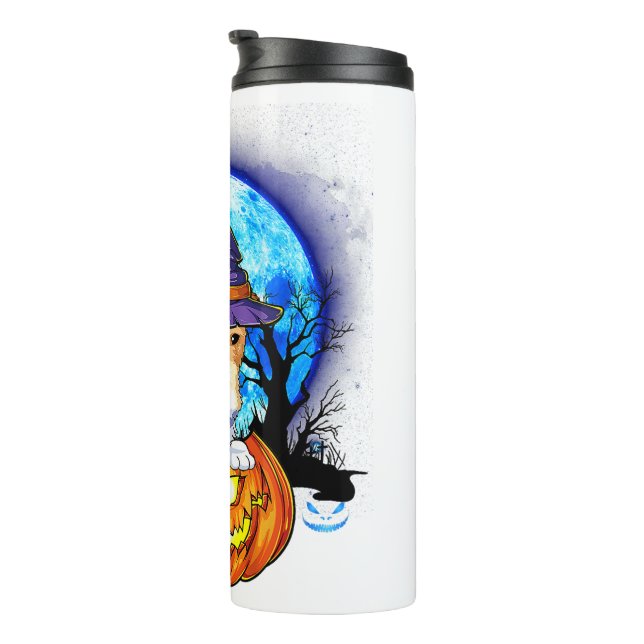 Funny Boston Terrier Witch Halloween Dog Costumes  Thermal Tumbler (Rotated Right)
