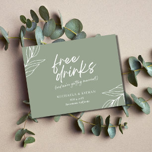 Funny Botanical Free Drinks Wedding Save The Date  Announcement Postcard