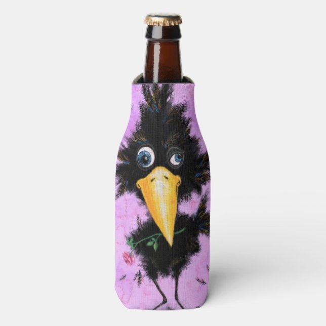 Funny Bottle Cooler Crow with Rose (Bottle Front)