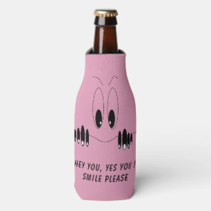 Funny Bottle Cooler with Curiosity Eyes - Smile