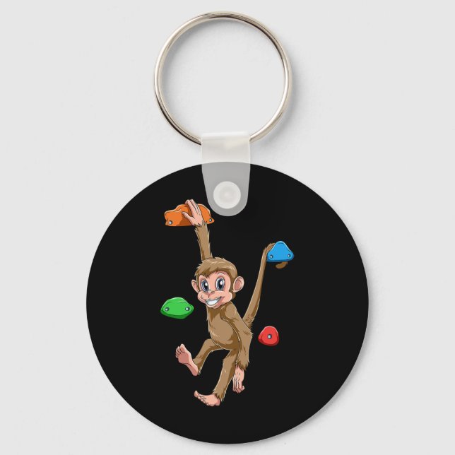 Funny Bouldering And Rock Climbing Monkey  Key Ring (Front)