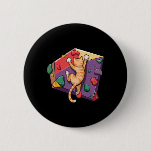 Funny Bouldering Cat – Rock Climbing And Cat Lover 6 Cm Round Badge