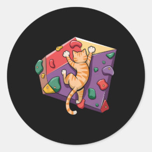Funny Bouldering Cat – Rock Climbing And Cat Lover Classic Round Sticker