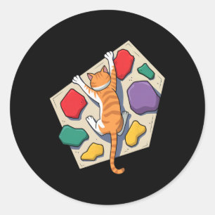 Funny Bouldering Cat – Rock Climbing And Cat Lover Classic Round Sticker