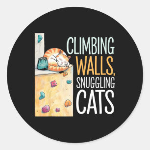 Funny Bouldering Cat – Rock Climbing And Cat Lover Classic Round Sticker