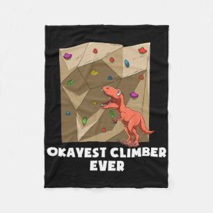 Funny Bouldering Rock Climbing T-rex Fleece Blanket