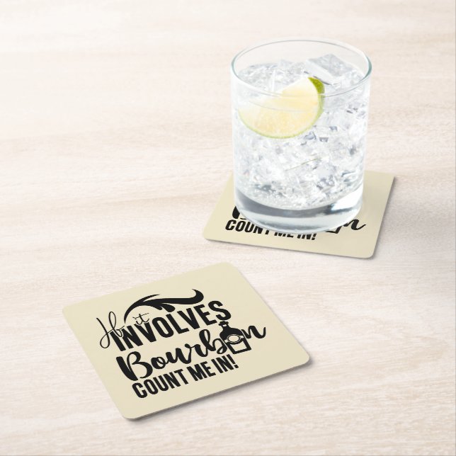 Funny Bourbon drinkers party Square Paper Coaster (Insitu)