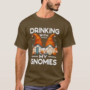 Funny Bourbon Gnomes For Men - Drinking With My Gn T-Shirt