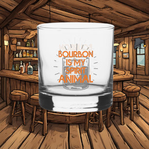 Funny bourbon spirit animal word art whiskey glass