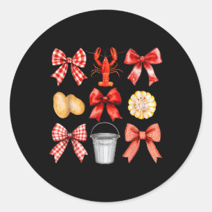 Funny Bow Cute Coquette Crawfish Boil Y2k Girl Aes Classic Round Sticker