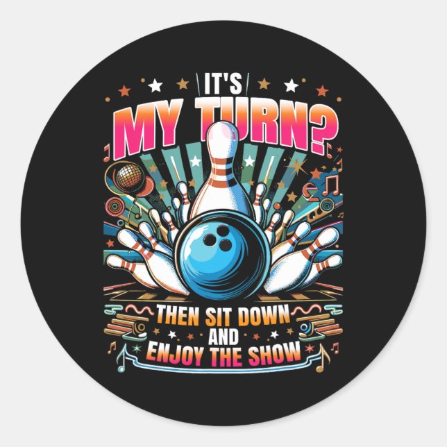 Funny Bowler Bowling 1  Classic Round Sticker (Front)