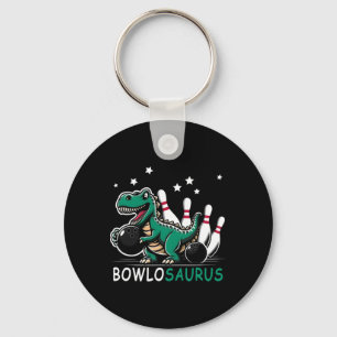 Funny Bowler Bowlosaurus T-rex Dinosaur Playing Bo Key Ring