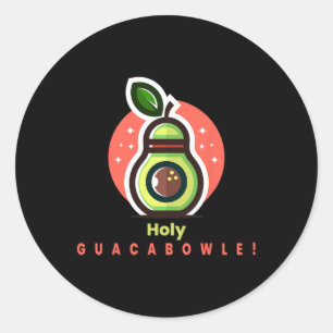 Funny Bowler Holy Guacabowle Avocado Classic Round Sticker