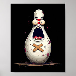Funny Bowlers Scared Bowling Pin Graphic For Men W Poster