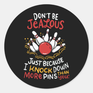 Funny Bowling 5 Classic Round Sticker
