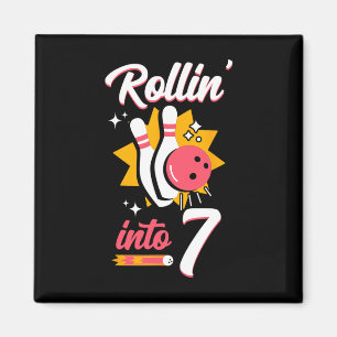 Funny Bowling 7th Birthday Rollin' Into 7  Magnet