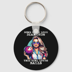 Funny Bowling Art For Women Girls Track Bowling Sp Key Ring