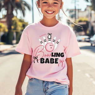 Funny BOWling BABE Girly Pink Bows Birthday Party T-Shirt