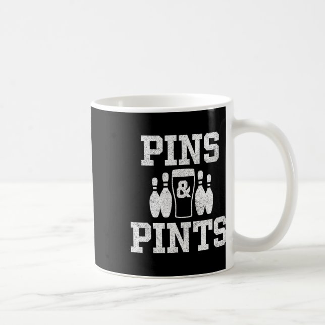 Funny Bowling Beer Drinking Bowler Pins And Pints  Coffee Mug (Right)