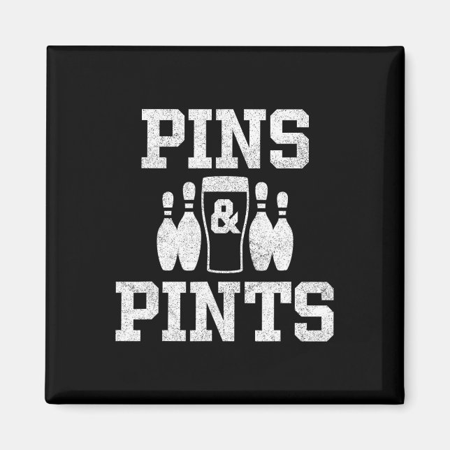 Funny Bowling Beer Drinking Bowler Pins And Pints  Magnet (Front)