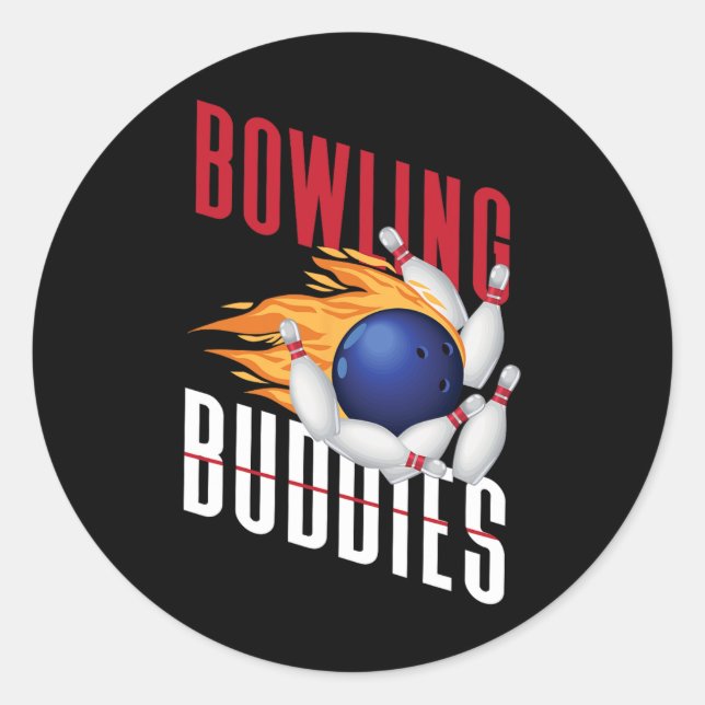 Funny Bowling Besties Friends Bowling Buddies  Classic Round Sticker (Front)