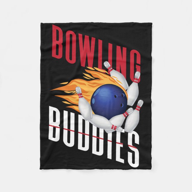 Funny Bowling Besties Friends Bowling Buddies  Fleece Blanket (Front)