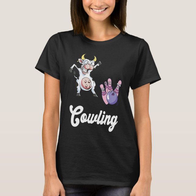 Funny Bowling Bowler Cow Strike Bowling Team Bowli T-Shirt (Front)