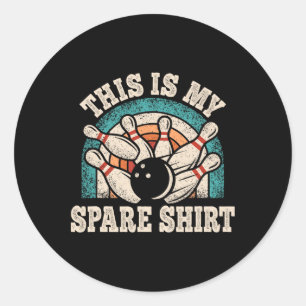 Funny Bowling Bowler Retro This Is My Spare Classic Round Sticker