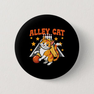 Funny Bowling Cat Pun Alley Cat 6 Cm Round Badge