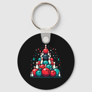 Funny Bowling Christmas Tree For Men Women Bowler Key Ring