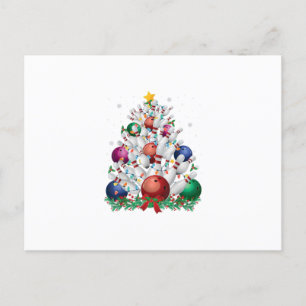 funny bowling christmas tree light xmas sport love holiday postcard