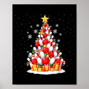 Funny Bowling Christmas Tree Lights Xmas For Men & Poster