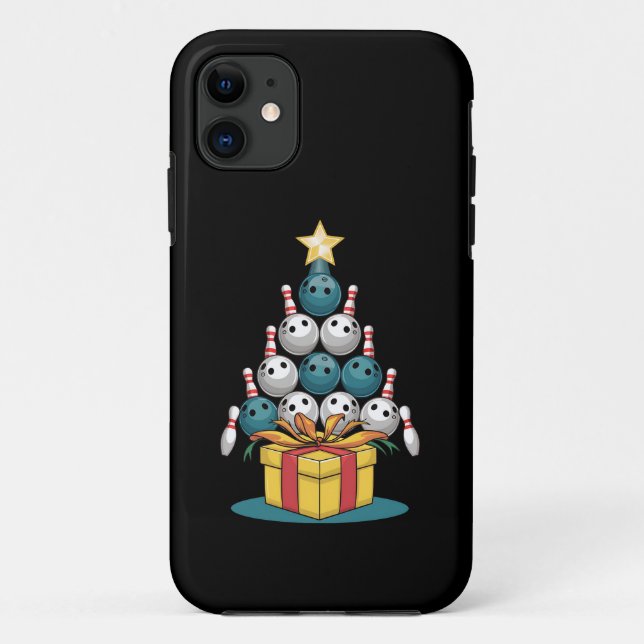 Funny Bowling Christmas Tree Lights Xmas Gifts  Case-Mate iPhone Case (Back)