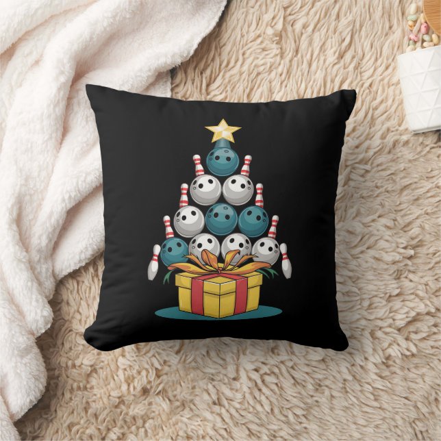Funny Bowling Christmas Tree Lights Xmas Gifts  Cushion (Blanket)