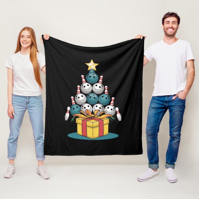 Funny Bowling Christmas Tree Lights Xmas Gifts  Fleece Blanket (In Situ)