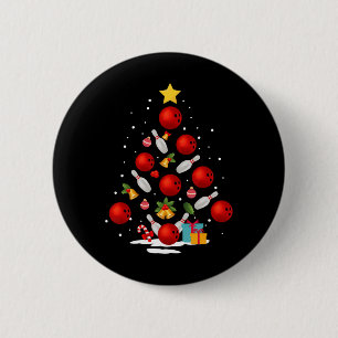 Funny Bowling Christmas Tree Lights Xmas Gifts For 6 Cm Round Badge