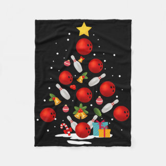 Funny Bowling Christmas Tree Lights Xmas Gifts For Fleece Blanket