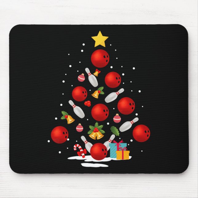 Funny Bowling Christmas Tree Lights Xmas Gifts For Mouse Pad (Front)