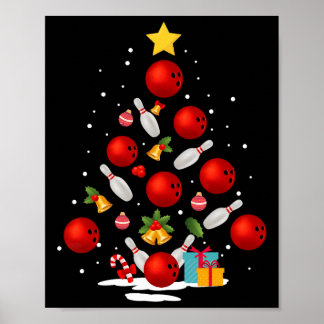 Funny Bowling Christmas Tree Lights Xmas Gifts For Poster