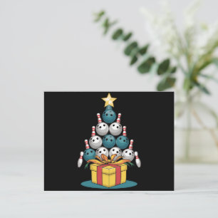 Funny Bowling Christmas Tree Lights Xmas Gifts Holiday Postcard