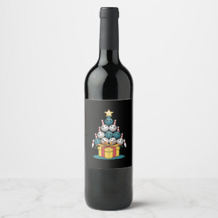 Funny Bowling Christmas Tree Lights Xmas Gifts Wine Label